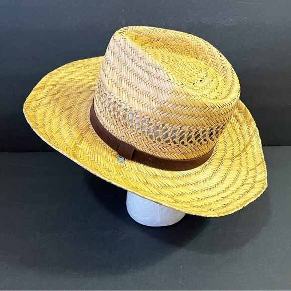 Broner Mens Straw Cowboy Hat Size Natural Ventilated Brown Banded One Size Rodeo - Picture 4 of 8